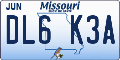 MO license plate DL6K3A