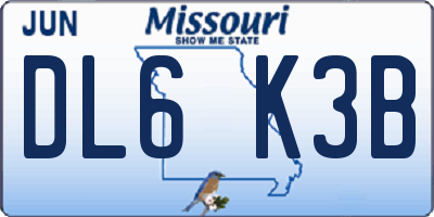 MO license plate DL6K3B