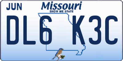 MO license plate DL6K3C