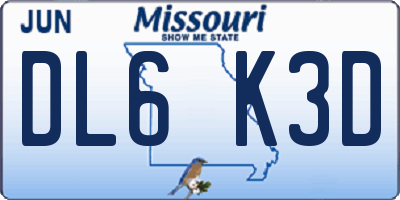 MO license plate DL6K3D