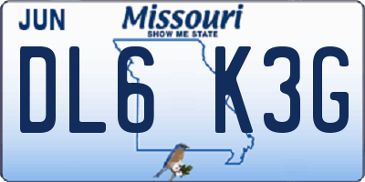 MO license plate DL6K3G