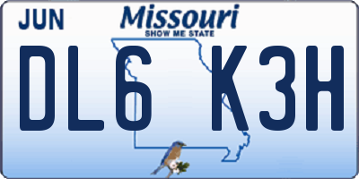 MO license plate DL6K3H