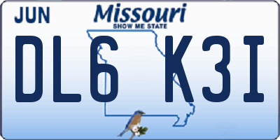 MO license plate DL6K3I
