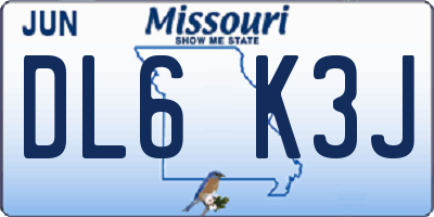 MO license plate DL6K3J