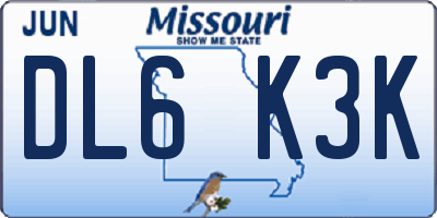 MO license plate DL6K3K