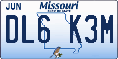 MO license plate DL6K3M