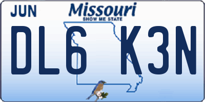 MO license plate DL6K3N