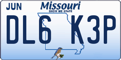 MO license plate DL6K3P