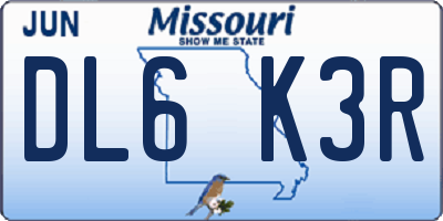 MO license plate DL6K3R