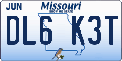 MO license plate DL6K3T