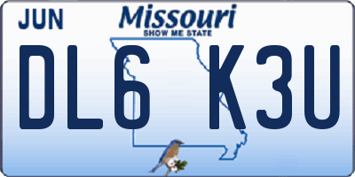 MO license plate DL6K3U