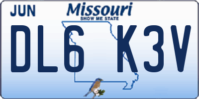 MO license plate DL6K3V