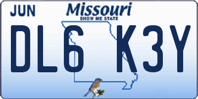 MO license plate DL6K3Y