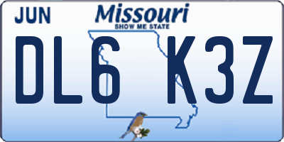 MO license plate DL6K3Z