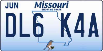 MO license plate DL6K4A