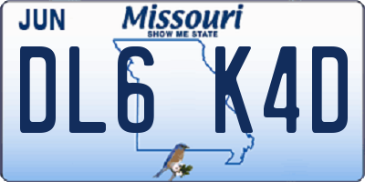 MO license plate DL6K4D