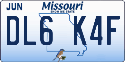 MO license plate DL6K4F