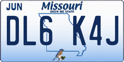 MO license plate DL6K4J