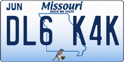 MO license plate DL6K4K