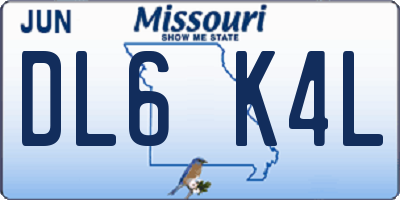MO license plate DL6K4L