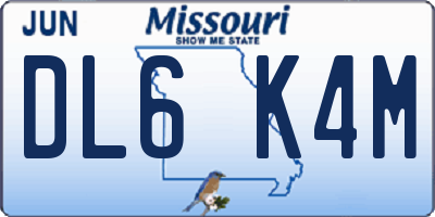 MO license plate DL6K4M