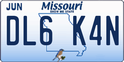 MO license plate DL6K4N