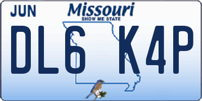 MO license plate DL6K4P