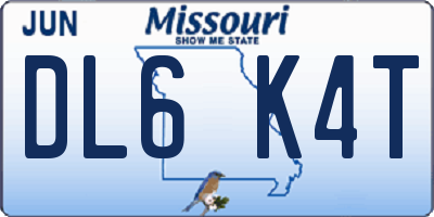 MO license plate DL6K4T