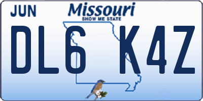 MO license plate DL6K4Z
