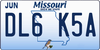 MO license plate DL6K5A