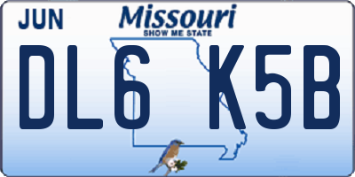 MO license plate DL6K5B