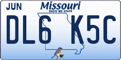 MO license plate DL6K5C