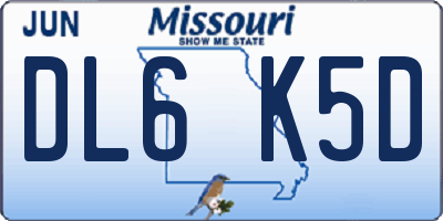 MO license plate DL6K5D