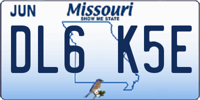 MO license plate DL6K5E