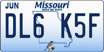 MO license plate DL6K5F