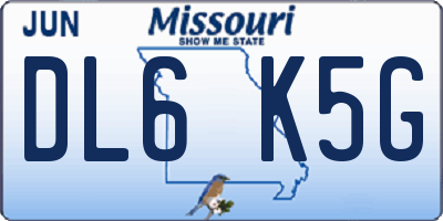 MO license plate DL6K5G