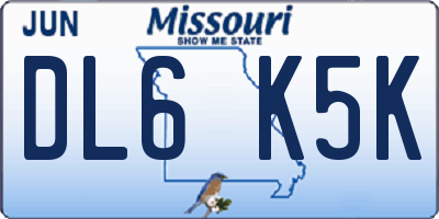 MO license plate DL6K5K
