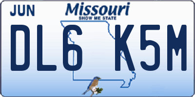 MO license plate DL6K5M