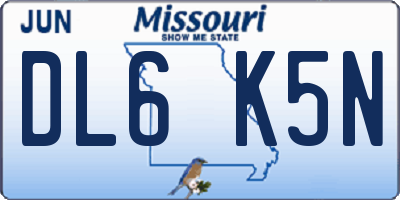 MO license plate DL6K5N