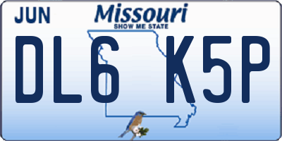 MO license plate DL6K5P