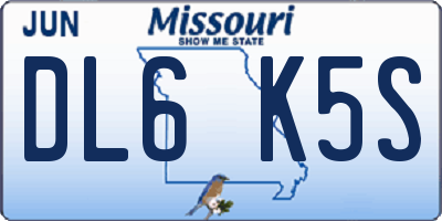 MO license plate DL6K5S