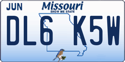 MO license plate DL6K5W