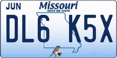 MO license plate DL6K5X
