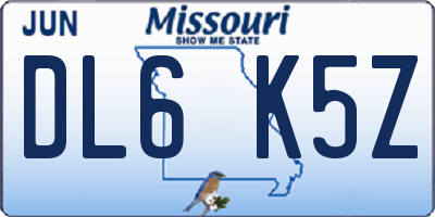 MO license plate DL6K5Z