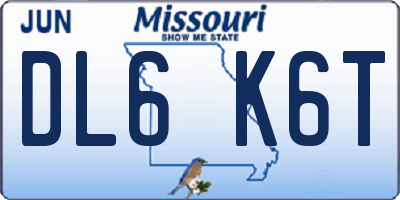 MO license plate DL6K6T