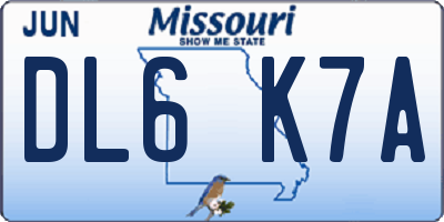 MO license plate DL6K7A