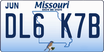 MO license plate DL6K7B