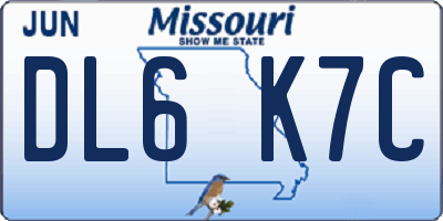 MO license plate DL6K7C