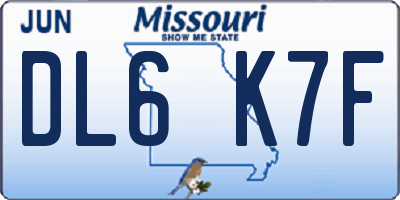 MO license plate DL6K7F