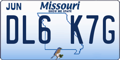 MO license plate DL6K7G